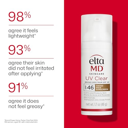 EltaMD UV Clear Tinted Sunscreen for Face, SPF 46 with Zinc Oxide, Oil-Free, Dermatologist Recommended, For Acne-Prone Sensitive Skin, 1.7 oz EltaMD buy supplements canada