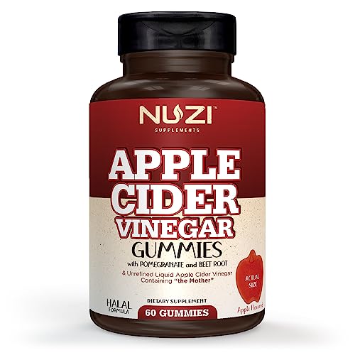 NUZI Apple Cider Vinegar Gummies with Pomegranate & Beetroot | 500 mg | Certified Halal NUZI buy supplements canada