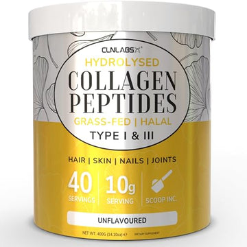 100% Pure Hydrolysed Collagen Peptides Powder - 400g Tub | Halal & Grass-Fed Bovine Collagen CLN Labs buy supplements canada
