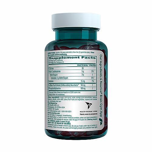NEURIVA Original Brain Supplement for Memory, Focus & Concentration + Learning & Accuracy with Clinically Tested Nootropics Phosphatidylserine and Neurofactor, Strawberry Flavor, 50 Gummies NEURIVA buy supplements canada