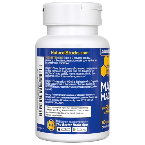 MagTech Magnesium Complex for Women & Men - 3 Forms of Magnesium: Glycinate, Magtein L-Threonate & Taurate - 200mg Chelated Complex NATURAL STACKS buy supplements canada