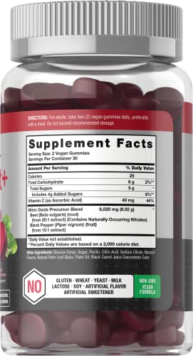 Nitric Oxide Beet Root Gummies | 60 Count | with Nitrates | Natural Strawberry Flavor Horbäach buy supplements canada