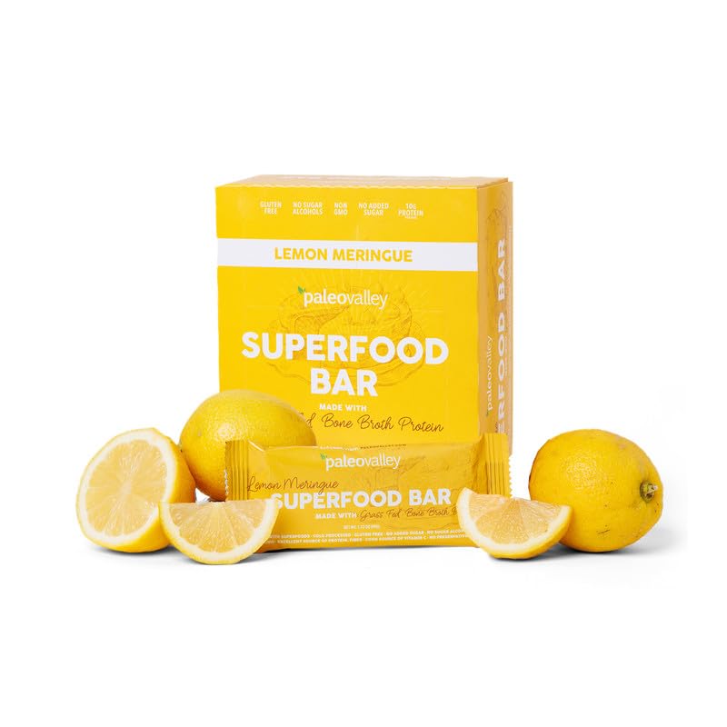 Paleovalley Superfood Bars – Lemon Meringue– 10 Pack – 9g Protein per Bar – Gluten-Free, Grain-Free, Paleo, Non-GMO – On-the-Go Snack Paleovalley buy supplements canada