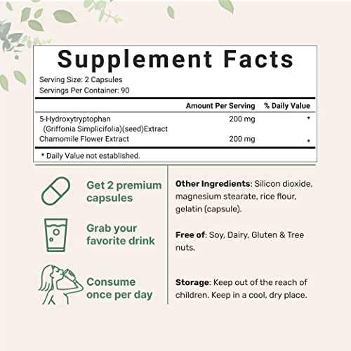 Micro Ingredients 5-HTP 200mg with Chamomile Flower Extract, 180 Capsules, 2 in 1 Formula Micro Ingredients buy supplements canada