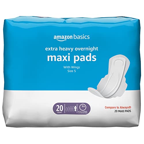 Amazon Basics Thick Maxi Pads with Flexi-Wings for Periods, Extra Heavy Overnight Absorbency Amazon Basics buy supplements canada