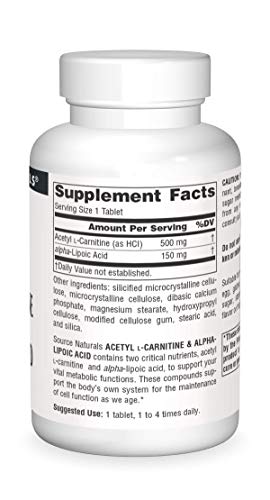 Source Naturals Acetyl L-Carnitine & Alpha-Lipoic Acid 650mg - 60 Tablets Source Naturals buy supplements canada