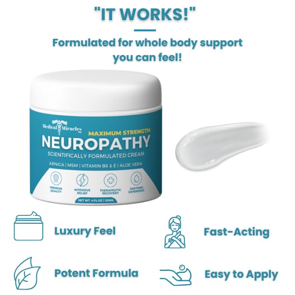 Medical Miracles Neuropathy Cream | Nerve Therapy Max-Potency Relief Cream for Feet, Hands, Legs, and Toes - Enriched with Arnica, Vitamin B6, Aloe Vera, MSM - Crafted for Exceptional Relief 4oz Medical Miracles buy supplements canada