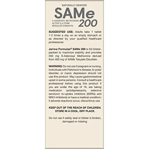 Jarrow Formulas® Same 200 mg, Supports Joint Health, Liver Function, Brain Metabolism, 60 Tablets, Up to A 60 Day Supply Jarrow Formulas buy supplements canada