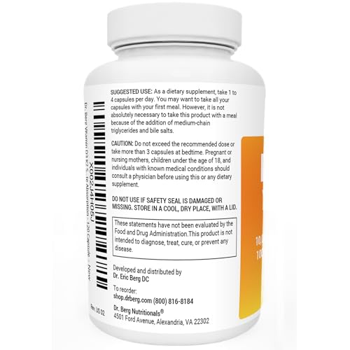 Dr. Berg's Vitamin D3 K2 Supplement w/MCT Oil - Includes 10,000 IU of Vitamin D3 Dr. Berg Nutritionals buy supplements canada