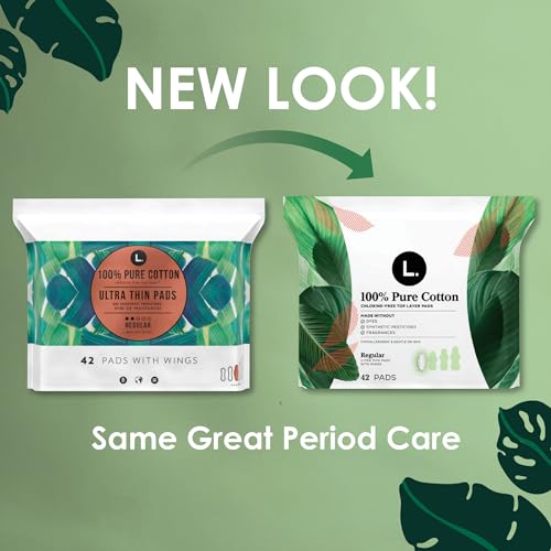 L. Pure Cotton Topsheet Pads for Women, Regular Absorbency, Ultra Thin Pads with Wings L. buy supplements canada