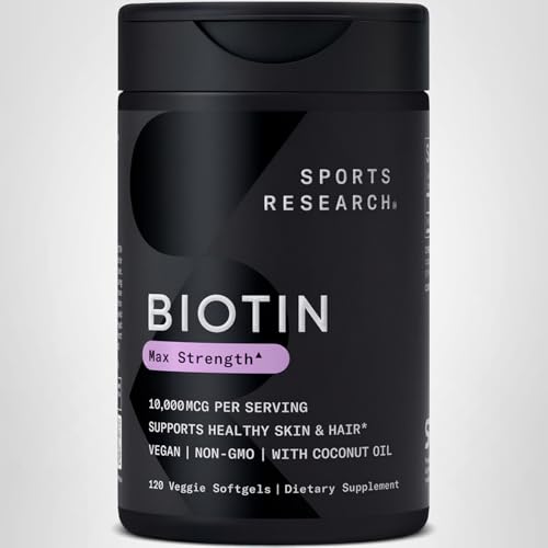 Sports Research® Biotin 10,000mcg with Organic Coconut Oil - Biotin (Vitamin B7) for Healthy Skin and Hair Support* - for Women and Men - Vegan, Non-GMO Sports Research buy supplements canada