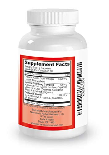 Apple Cider Vinegar Capsules - 100% Organic Apple Cider Vinegar Pills 1500 mg DOCTOR RECOMMENDED SUPPLEMENTS buy supplements canada