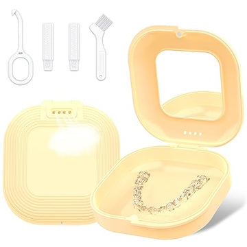 Retainer Case with Mirror and Vent Holes, Cute Retainer Holder Case Compatible with Invisalign Heigoeost buy supplements canada