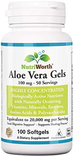 NutriWorth Aloe Vera Supplement (100 Softgels) 20,000mg Pure Gel Equivalency NutriWorth buy supplements canada
