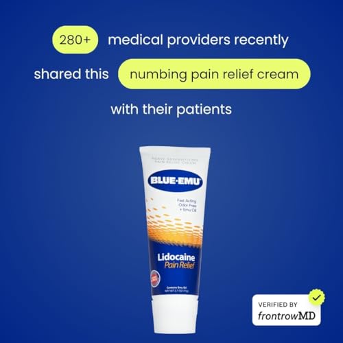 BLUE-EMU Lidocaine Pain Relief Cream for Fast, Numbing Relief, 2.7 Oz, 1 Pack BLUE-EMU buy supplements canada