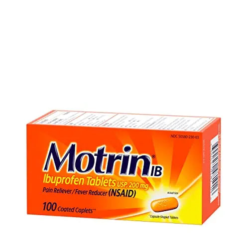 Motrin IB, Ibuprofen 200mg Tablets, Pain Reliever & Fever Reducer for Muscular Aches, Headache, Backache, Menstrual Cramps & Minor Arthritis Pain, NSAID, 100 Ct Motrin buy supplements canada