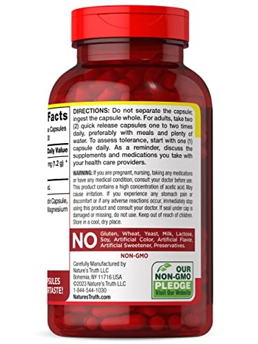 Nature's Truth Apple Cider Vinegar Capsules | 1200mg | 200 Pills | Extra Strength | Value Size Nature's Truth buy supplements canada