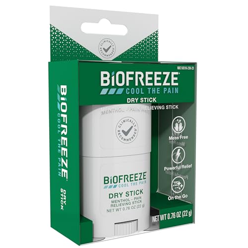 Biofreeze Dry Stick, Mess-Free Relief for Neck, Shoulder, Knee, Hip, Hand & Joint, Cooling Menthol Pain Relief Stick, Up to 100 Uses Biofreeze buy supplements canada
