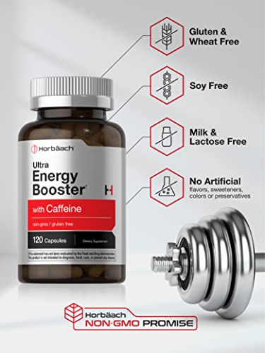 Ultra Energy Supplement | 120 Capsule Pills | with Caffeine & Vitamin B12 | Daily Energy Booster Horbäach buy supplements canada