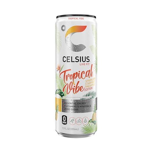 CELSIUS Sparkling Tropical Vibe, Functional Essential Energy Drink 12 Fl Oz (Pack of 12) CELSIUS buy supplements canada