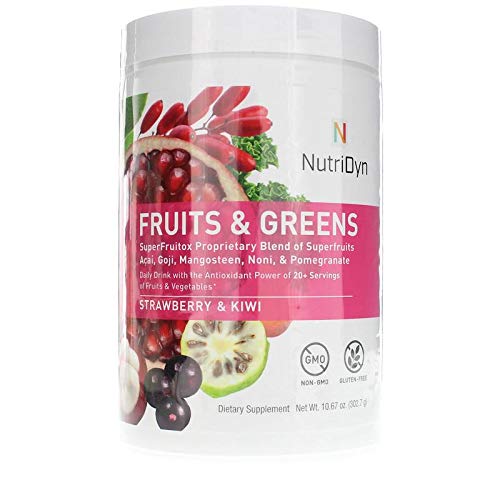 NutriDyn Fruits & Greens Strawberry/Kiwi Flavor *Certified Organic* w/ Acai, Gogi, Mangosteen, Noni & Pomegranate Super Fruits 300 Grams (Strawberry Kiki) Nutri-Dyn buy supplements canada