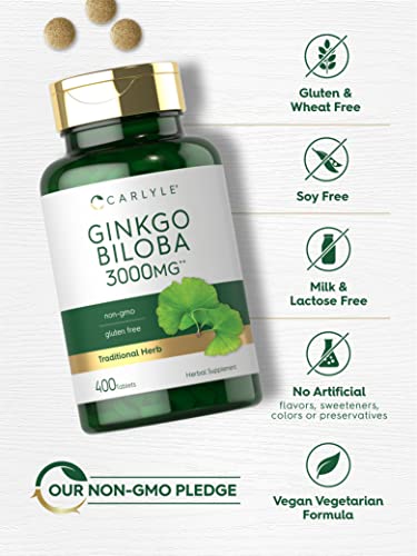 Carlyle Ginkgo Biloba 3000mg | 400 Tablets | Non-GMO, Gluten Free Carlyle buy supplements canada