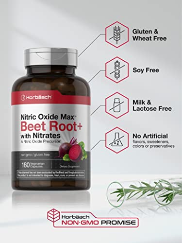 Nitric Oxide Beet Root Capsules | with Nitrates | 180 Count | Nitric Oxide Precursor | Vegetarian Horbäach buy supplements canada