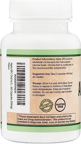 Alpha GPC Choline 600mg Capsules - Brain Support Supplement for Focus, Memory Double Wood Supplements buy supplements canada