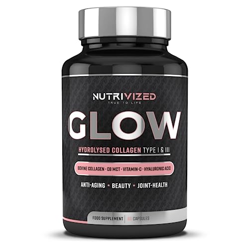 Nutrivized Glow Hydrolysed Type 1&3 Collagen with Premium Pure C8 MCT Oil - Vitamin C & Hyaluronic Acid Nutrivized buy supplements canada