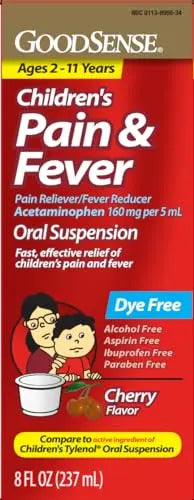 GoodSense Children's Dye-Free, Acetaminophen 160 mg per 5 mL Oral Suspension, Cherry Flavor, 8 FL OZ GoodSense buy supplements canada