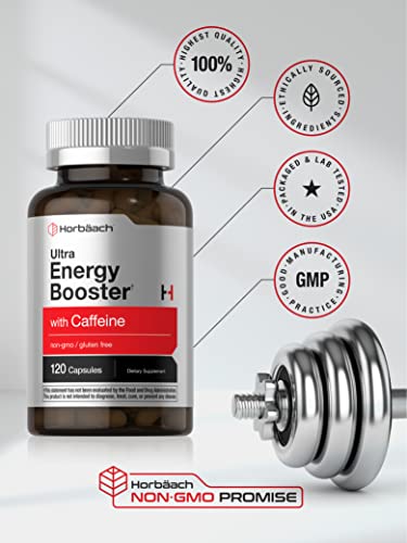 Ultra Energy Supplement | 120 Capsule Pills | with Caffeine & Vitamin B12 | Daily Energy Booster Horbäach buy supplements canada