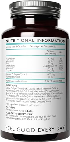 Premium Advanced Collagen Complex for Joint and Bone Health – High Strength Marine Collagen with Vitamin D3, Zinc, and Copper V Vitamini buy supplements canada