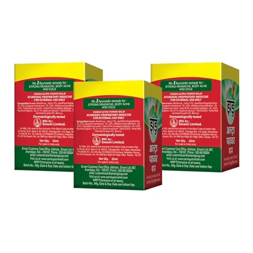 Zandu Ultra Red Balm | Ayurvedic Balm with Menthol, Camphor, Eucalyptus Oil | Relieves from Bodyache, Cold & Muscle Stiffness | Non Greasy & Fast Acting | 0.85 Fl Oz (Pack of 1) Zandu buy supplements canada