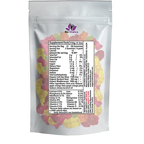 Sea Moss Gummies - Irish sea Moss raw Organic, Bladderwrack, Burdock Root BIO VITALICA buy supplements canada