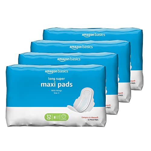 Amazon Basics Thick Maxi Pads with Flexi-Wings for Periods, Long Length, Super Absorbency Amazon Basics buy supplements canada