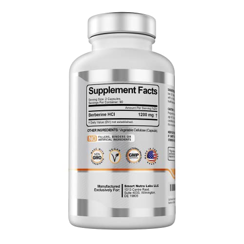 Premium Berberine HCL 1200mg- 180 Vegan Capsules, 100% Pure Berberin Smart Nutra Labs buy supplements canada