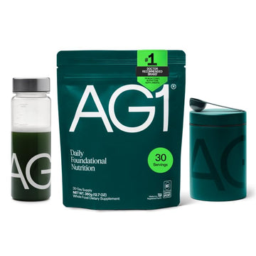 AG1 Greens Powder Supplement Bundle w/Stainless Steel Storage Canister – Multivitamin, Probiotic & Superfood Blend | Gut Health & Daily Wellness Support | Includes Shaker & Scoop | Vegan, Gluten-Free AG1 buy supplements canada