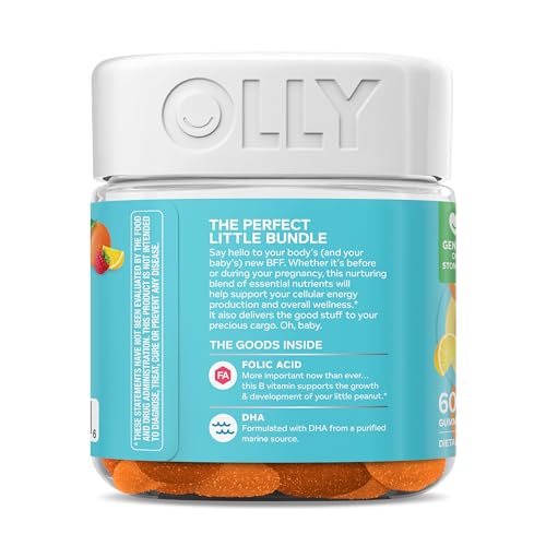 OLLY Prenatal Multivitamin Gummy, Supports Healthy Growth and Brain Development, Folic Acid, Vitamin D, Omega 3 DHA, Chewable Supplement OLLY buy supplements canada