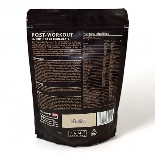 Vegan Post Workout Protein Powder | Dark Chocolate | 301g | Tame Nutrition Tame Nutrition buy supplements canada