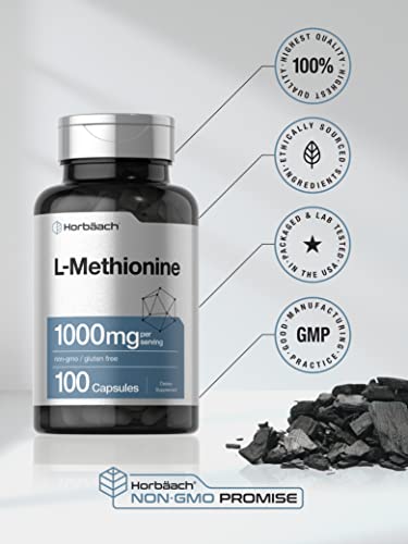 L Methionine 1000mg | 100 Capsules | Non-GMO, Gluten Free | Free Form Supplement Horbäach buy supplements canada