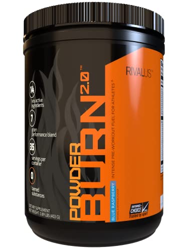 Rivalus Powder Burn 2.0 Pre Workout Supplement, Blue Raspberry, 0.89 Pounds Rivalus buy supplements canada