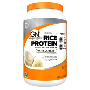Growing Naturals | Vanilla Rice Powder 15g Plant Protein | 2.8G BCAA, Low-Carb Growing Naturals buy supplements canada