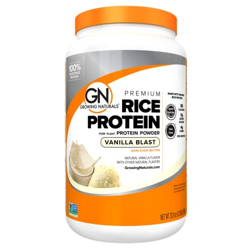Growing Naturals | Vanilla Rice Powder 15g Plant Protein | 2.8G BCAA, Low-Carb Growing Naturals buy supplements canada