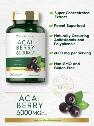 Carlyle Acai Berry Capsules 6000mg | 250 Count | Non-GMO & Gluten Free Acai Berry Carlyle buy supplements canada