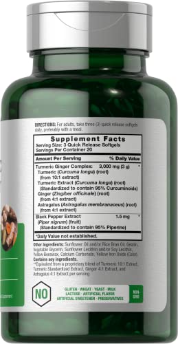 Turmeric and Ginger Supplement 3000 mg | 60 Softgel Capsules | Turmeric Curcumin Complex Horbäach buy supplements canada