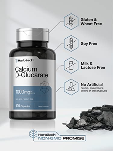Calcium D-Glucarate 1000mg | 120 Capsules | Non-GMO, Gluten Free Supplement Horbäach buy supplements canada