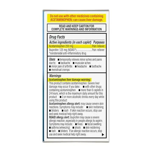 GoodSense Dual Action Acetaminophen and Ibuprofen (NSAID) Tablets, 250 mg/125 mg, Back Pain, 18 Count GoodSense buy supplements canada