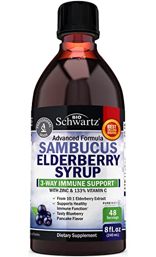 Elderberry Syrup for Kids and Adults - Natural Immune Support with Zinc and Vitamin C BioSchwartz buy supplements canada