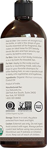 Viva Naturals Organic Castor Oil, 16 fl oz - Cold Pressed Castor Oil for Skin, Hair and Lashes - Traditionally Viva Naturals buy supplements canada