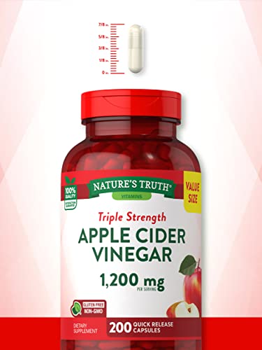 Nature's Truth Apple Cider Vinegar Capsules | 1200mg | 200 Pills | Extra Strength | Value Size Nature's Truth buy supplements canada